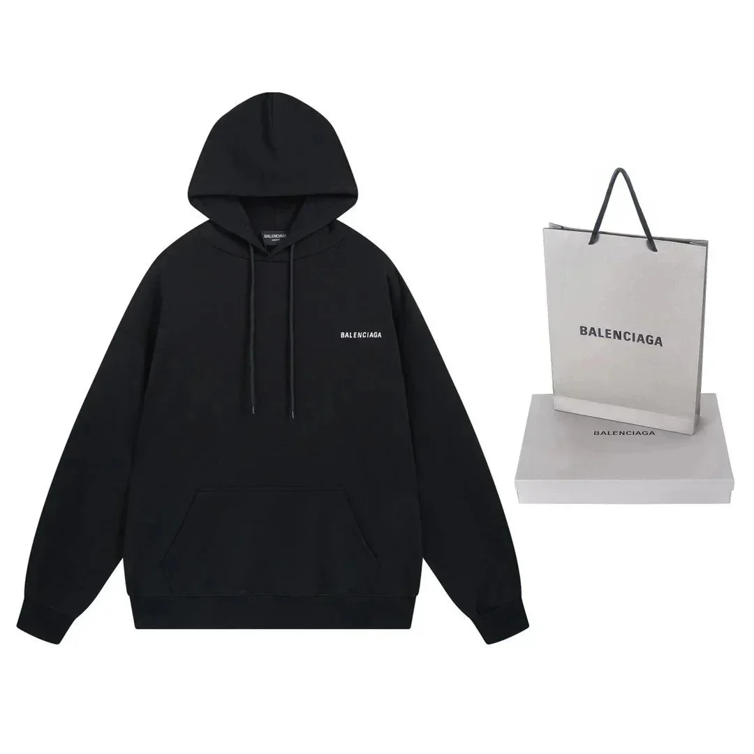 Balenciaga Balenciaga Black Logo Hoodie Sweatshirt Black - 1