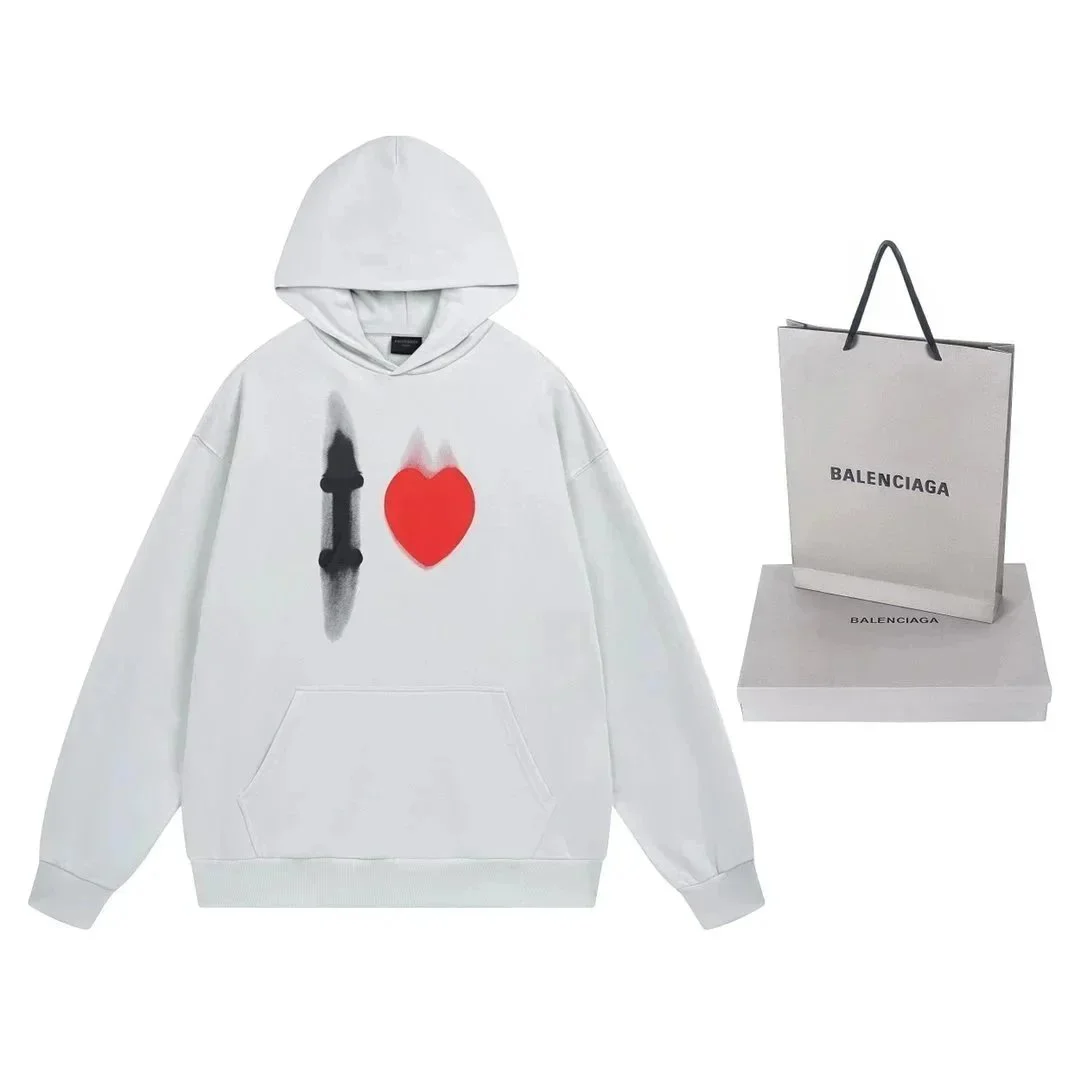 Balenciaga Balenciaga I Love Heart Hoodie White Oversized White - 1