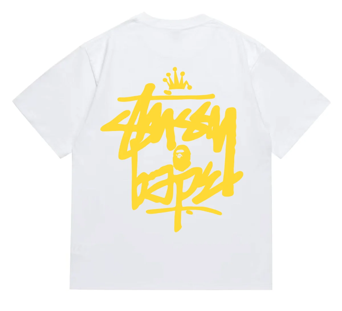 A Bathing Ape BAPE STA White with Yellow BAPE Logo T-Shirt White - 1