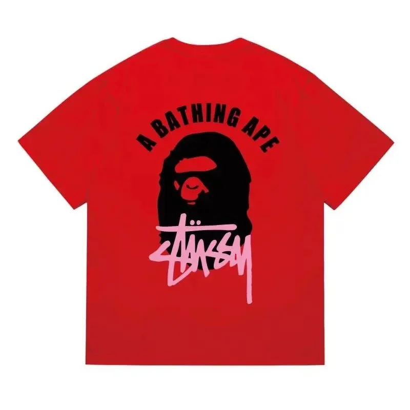 A Bathing Ape BAPE BAPE STA Red Stussy T-Shirt Red - 1