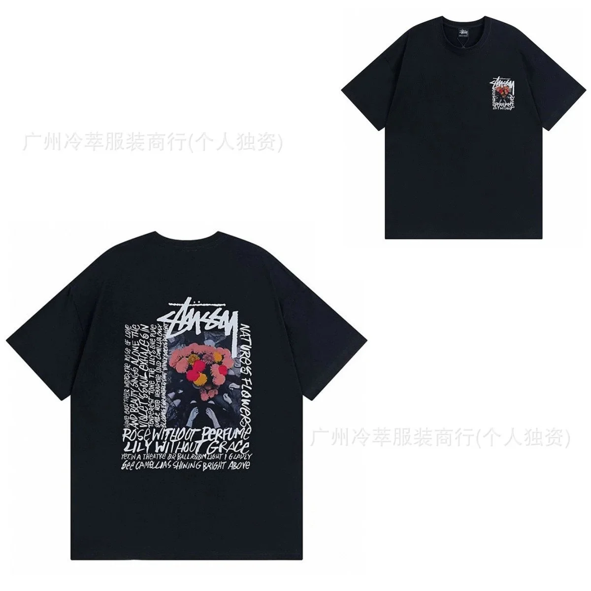 Stussy Stussy Nature's Flowers Black T-Shirt Black - 1