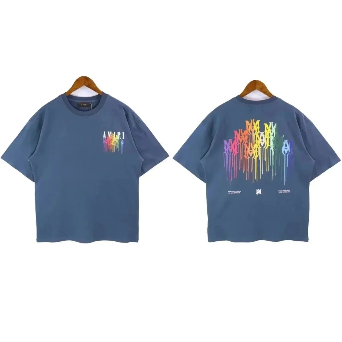 Amiri Amiri Rainbow Print T-Shirt Blue - 1