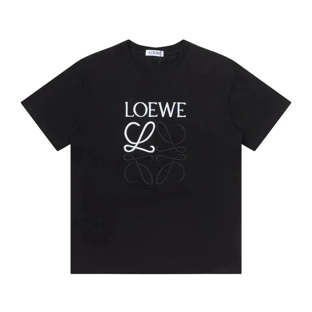 Loewe Loewe Black Logo Embroidered T-Shirt Black - 1