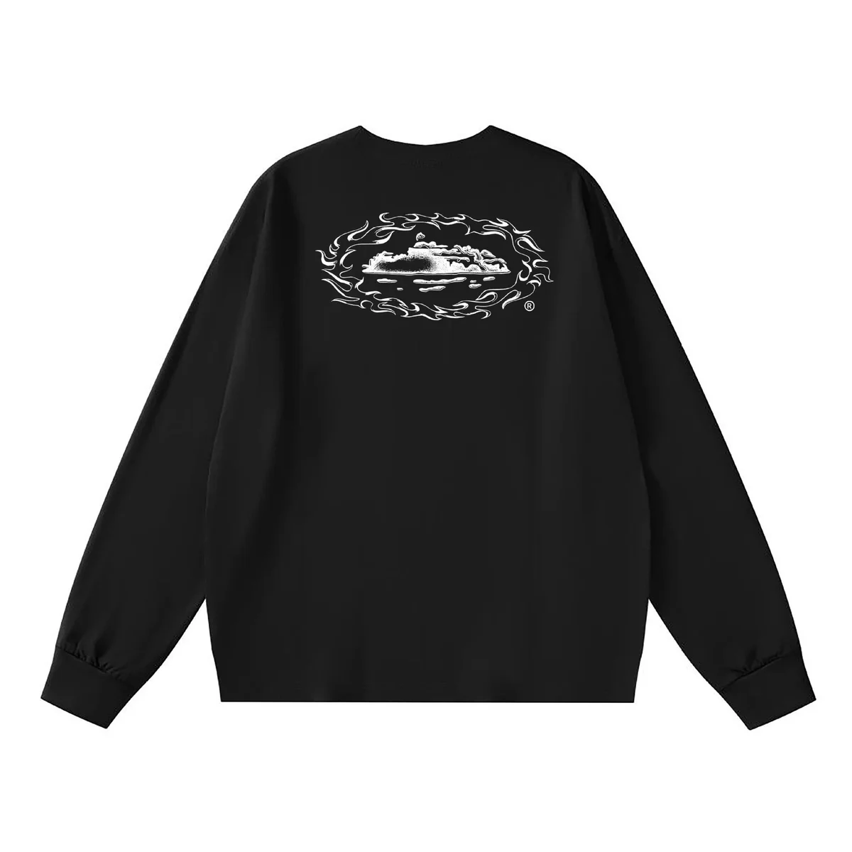 Other Black Flame Graphic Long Sleeve T-Shirt Black - 1