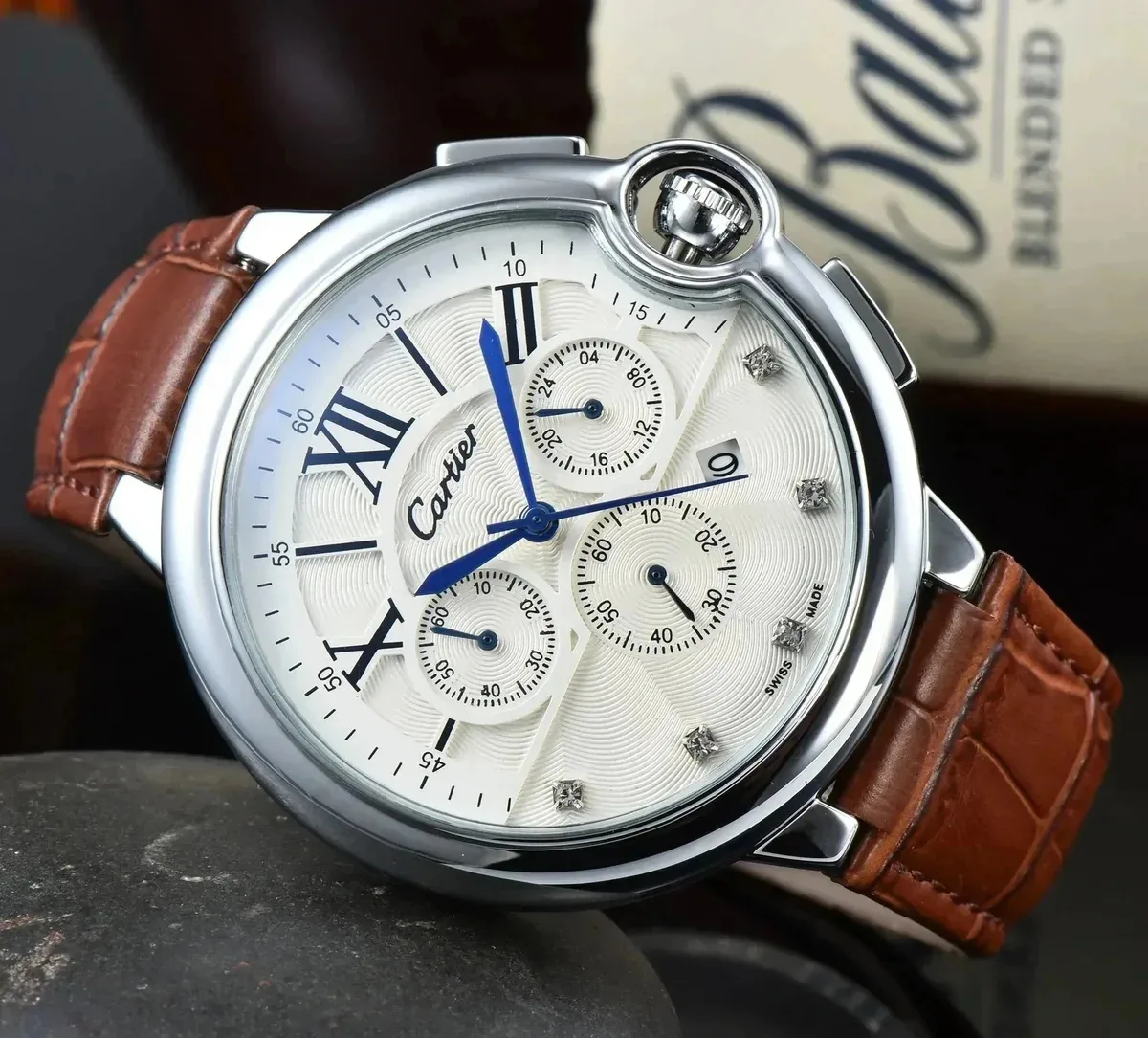 Cartier Cartier Ballon Bleu White Dial Brown Leather Watch Brown - 1