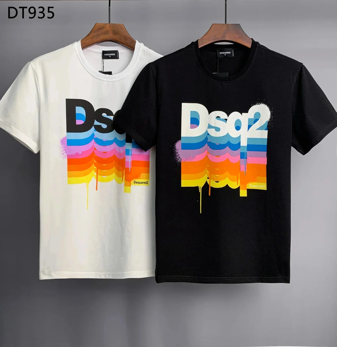 DSQUARED2 DSQUARED2 Dsq2 Rainbow Print T-Shirt Black/White Black - 1