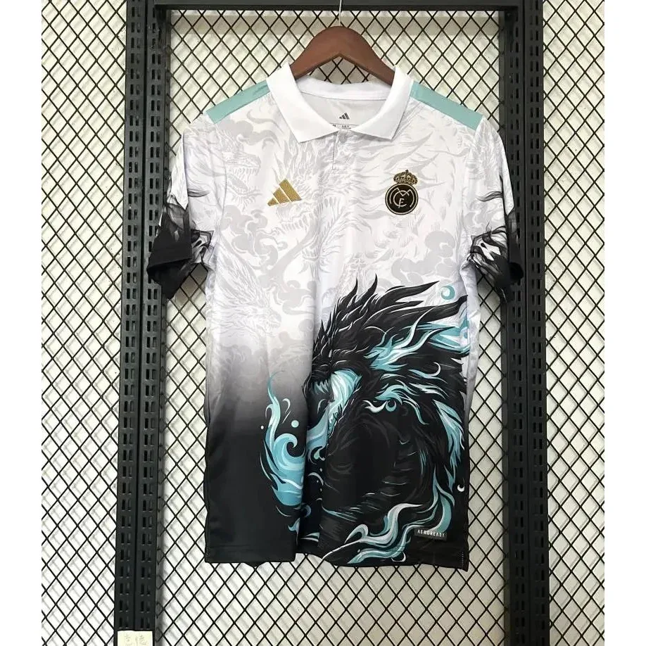 Real Madrid Adidas Real Madrid Dragon Polo Shirt White/Black White - 1
