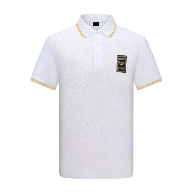 Armani Emporio Armani White Polo Shirt with Gold Trim White - 1