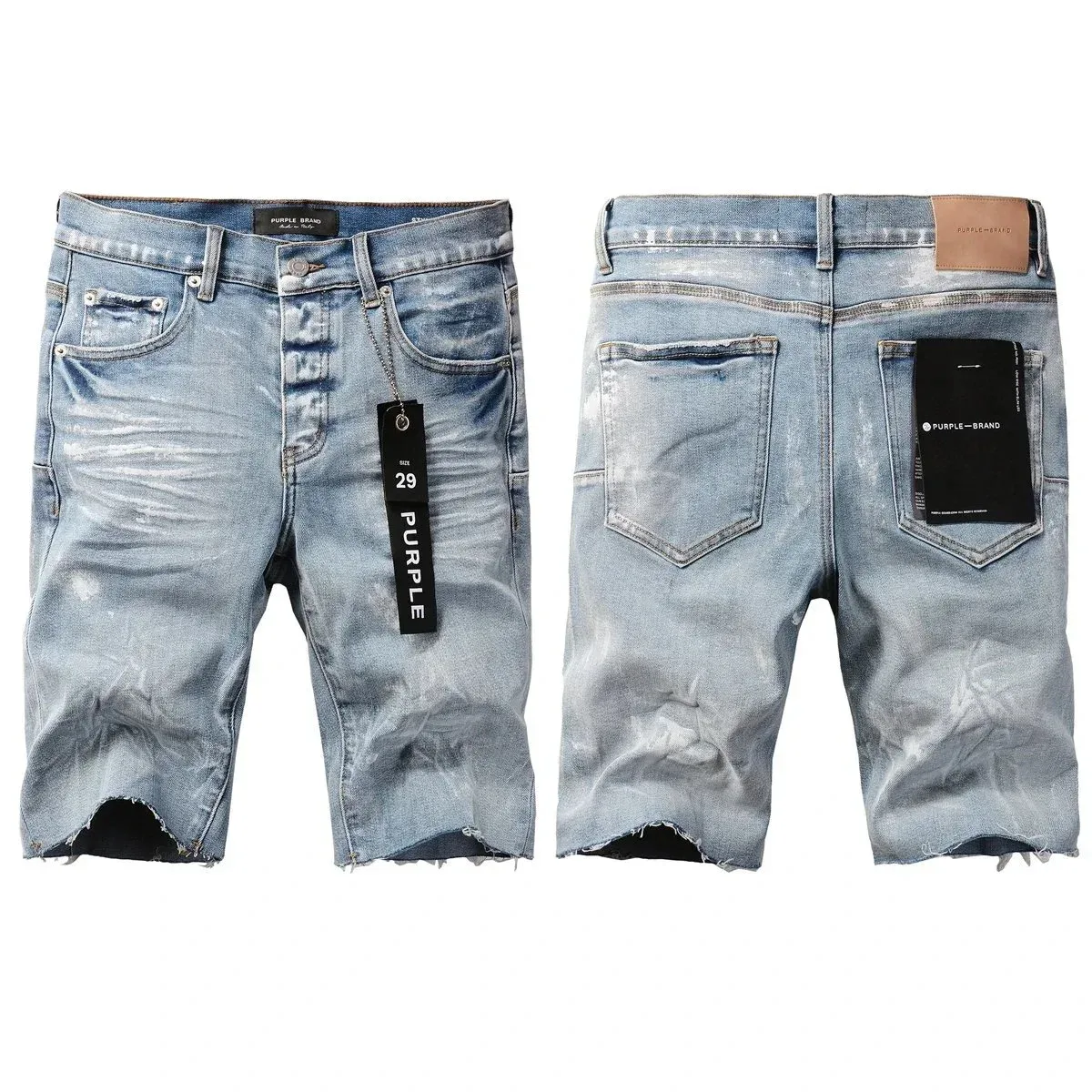Purple Brand Purple Brand P001 Light Wash Denim Shorts Blue - 1
