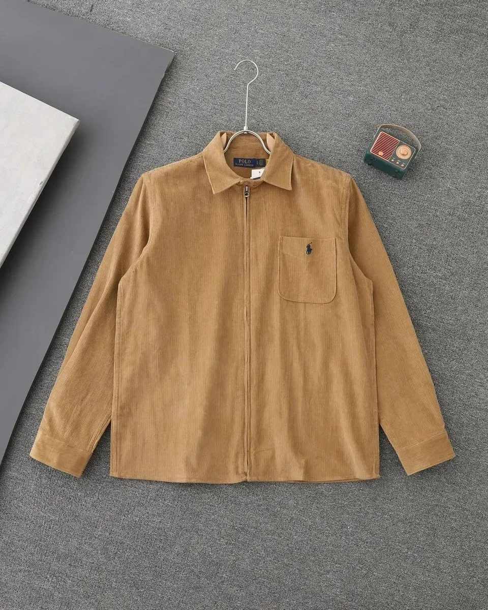 Polo Ralph Lauren Polo Ralph Lauren Classic Logo Corduroy Zip-Up Shirt Brown - 1