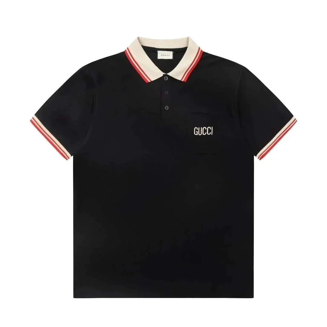 Gucci Gucci Polo Shirt Black with Red & White Trim Black - 1
