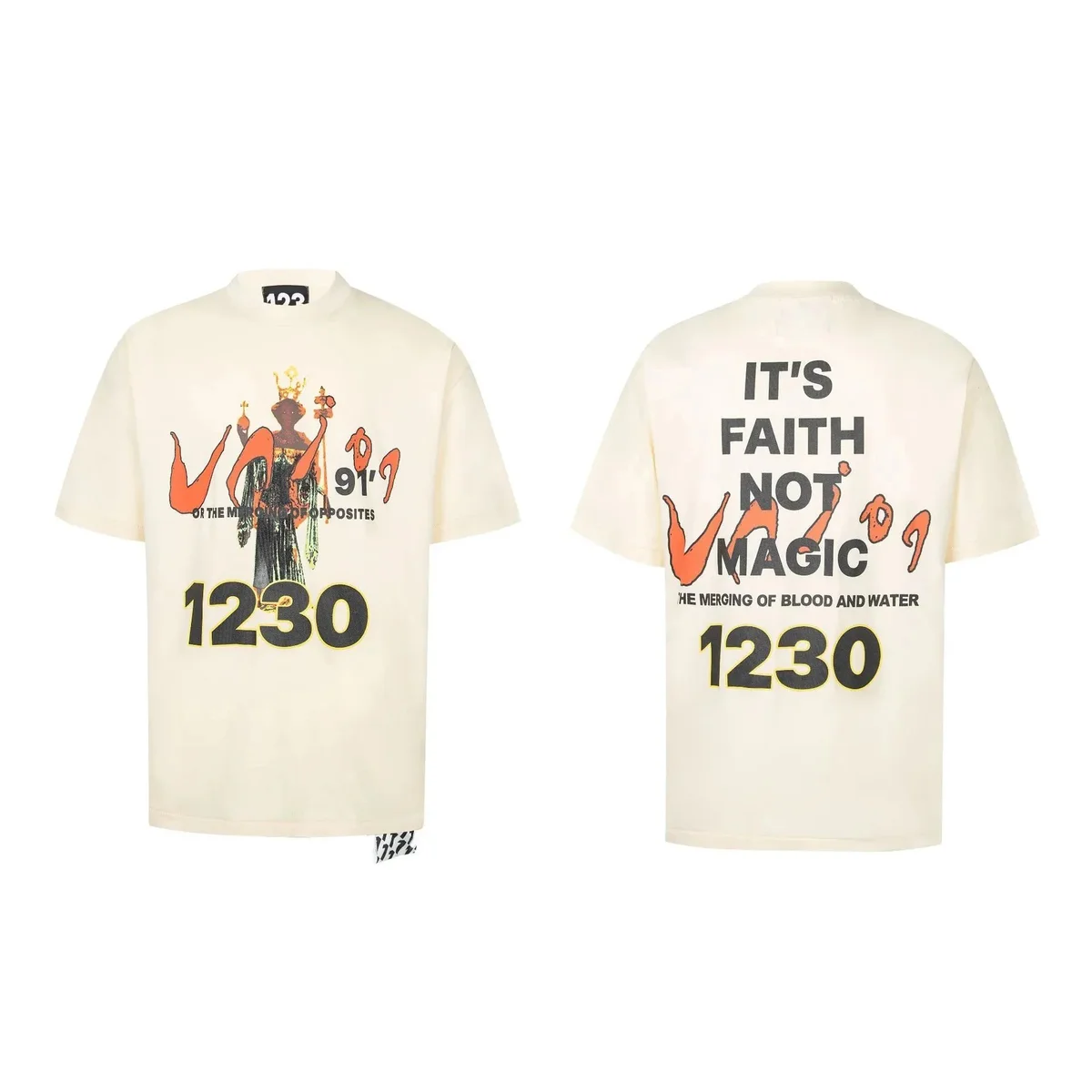 Other Unisex Cream 'It's Faith Not Magic' Graphic T-Shirt Cream - 1