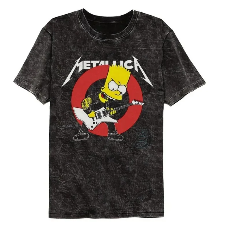 Other Metallica Bart Simpson T-Shirt Black Acid Wash Black - 1