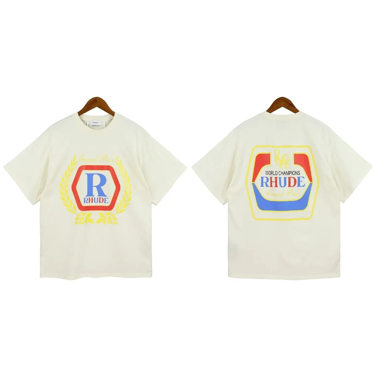 Rhude Rhude Grand Prix World Champions T-Shirt Cream Cream - 1