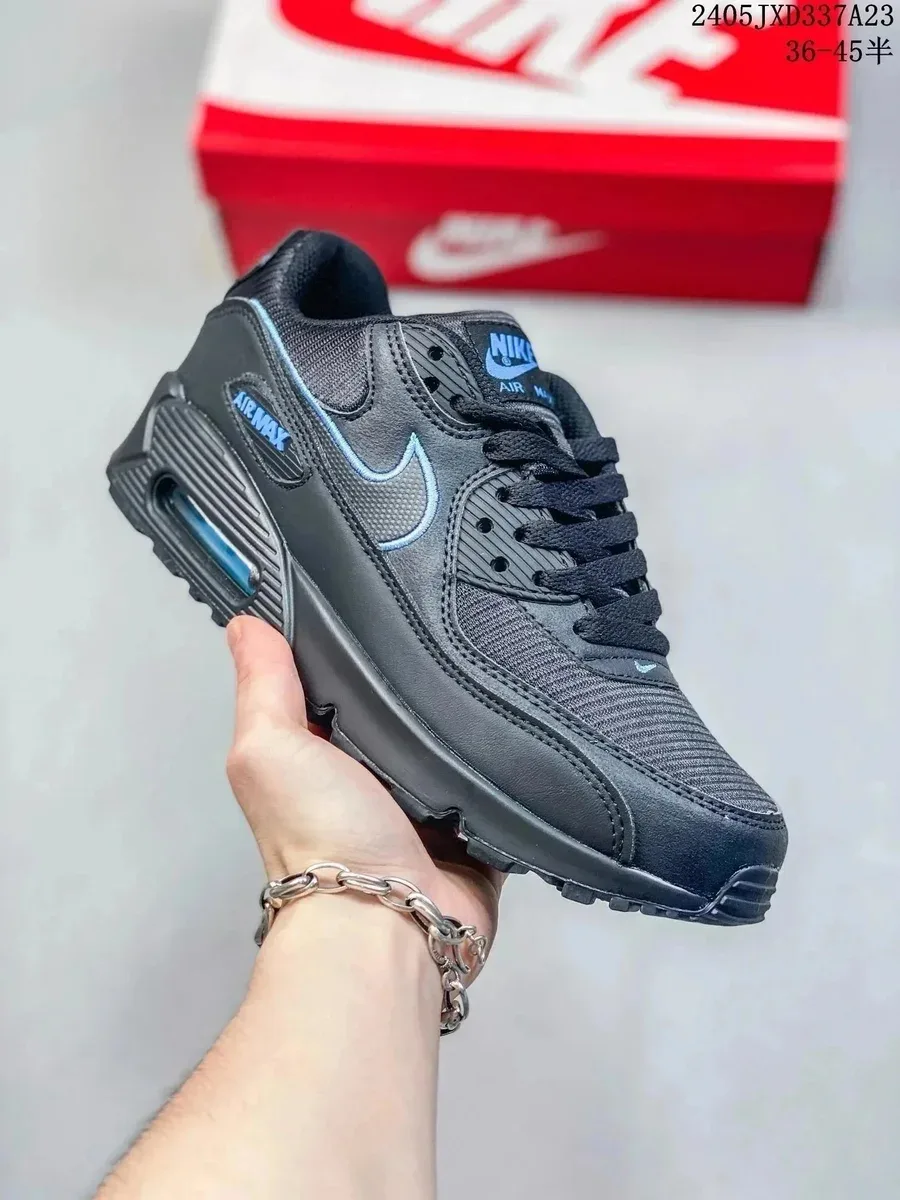 Nike Nike Air Max 90 Triple Black Blue Sneakers Black - 1
