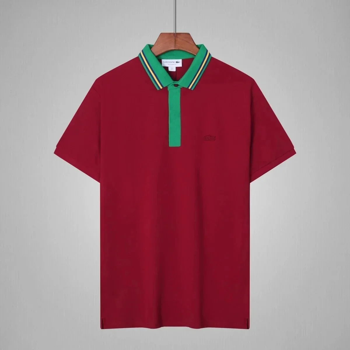 Lacoste Lacoste L.12.12 Red Polo Shirt with Green & Yellow Trim Red - 1
