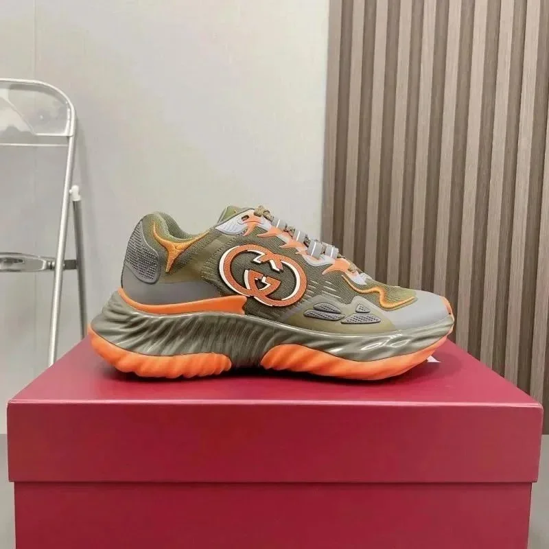 Gucci Gucci GG Marmont Olive & Orange Sneakers Green - 1