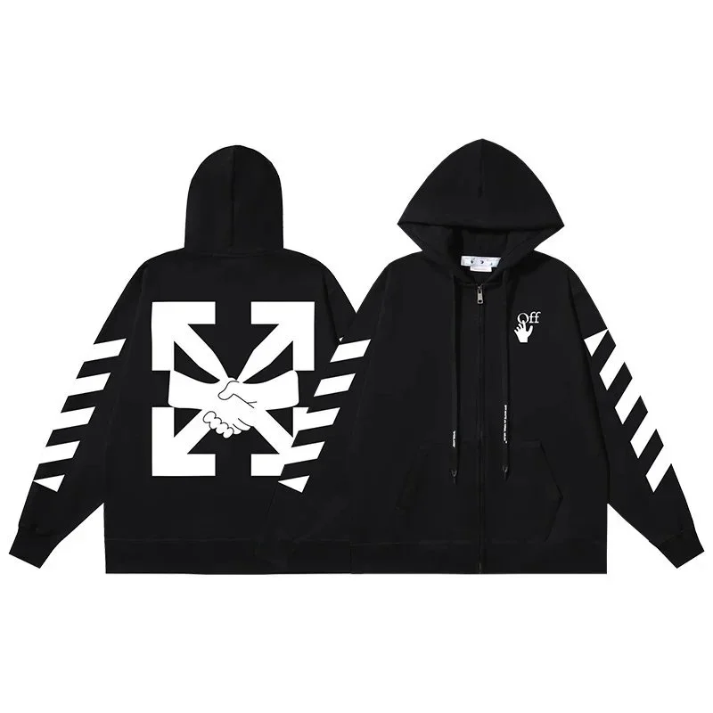Off-White Off-White OW Off-02 Black Zip-Up Hoodie Black - 1