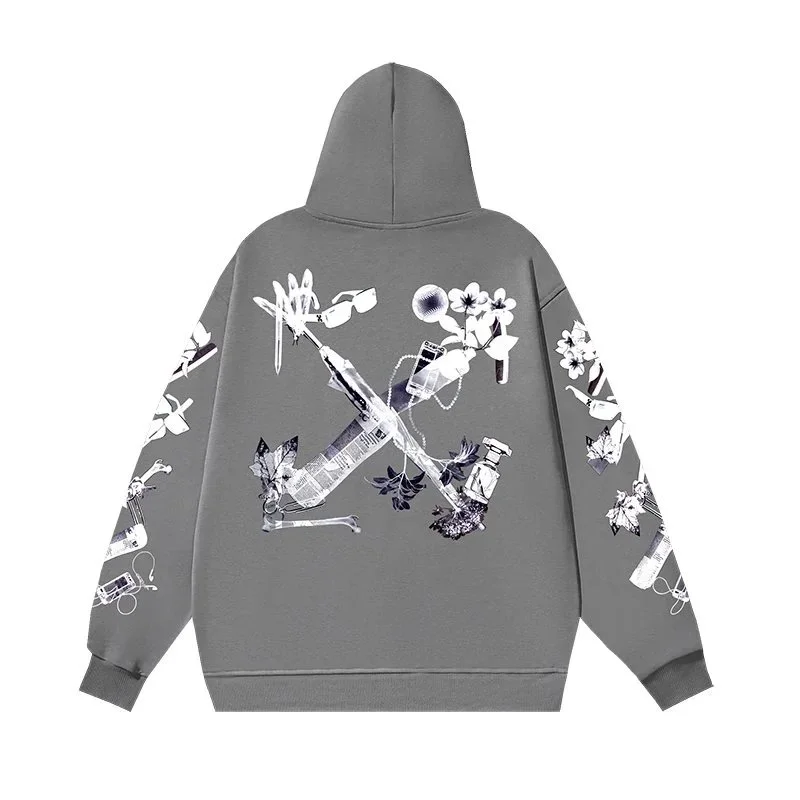 Other Gray Off-21-02 Hoodie with Artistic Print Grey - 1