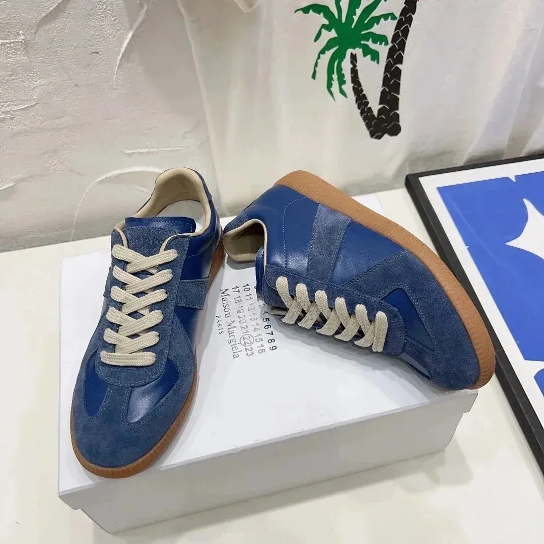 Maison Margiela Maison Margiela Replica Blue Suede Low Sneakers Blue - 1