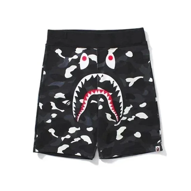 A Bathing Ape BAPE BAPE STA Camo Shark Shorts Black/White Black - 1