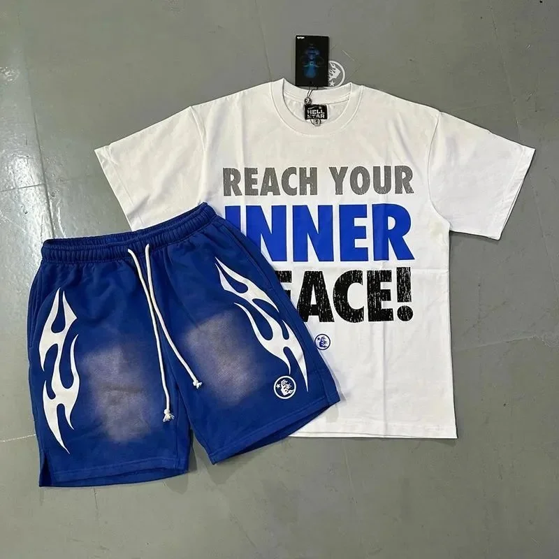 Other Co-ord Set Reach Your Inner Peace White and Blue Blue - 1