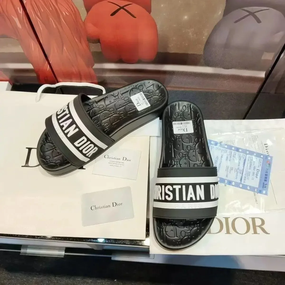 Dior Christian Dior Book Tote Black Logo Sandals Black - 1