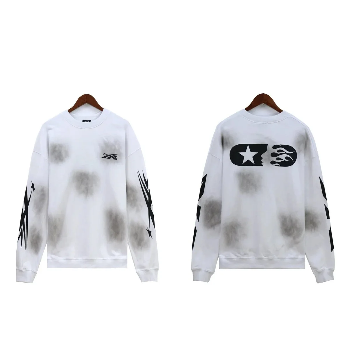 Other Unisex White Smoke Tie-Dye Graphic Sweatshirt White - 1