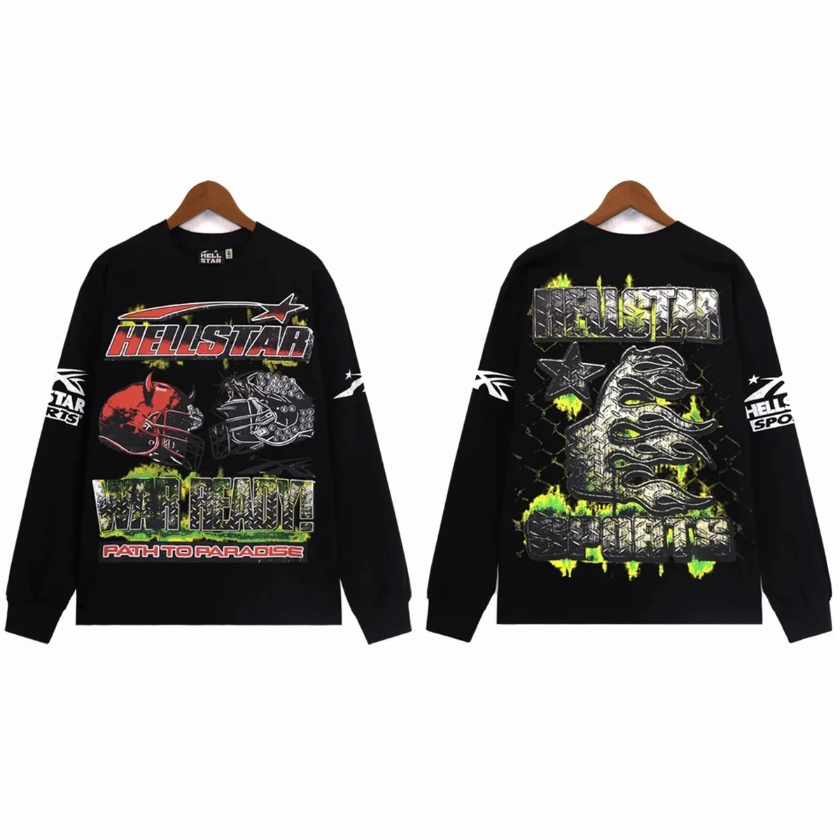 Hellstar Hellstar War Ready Path to Paradise Black Long Sleeve T-Shirt Black - 1