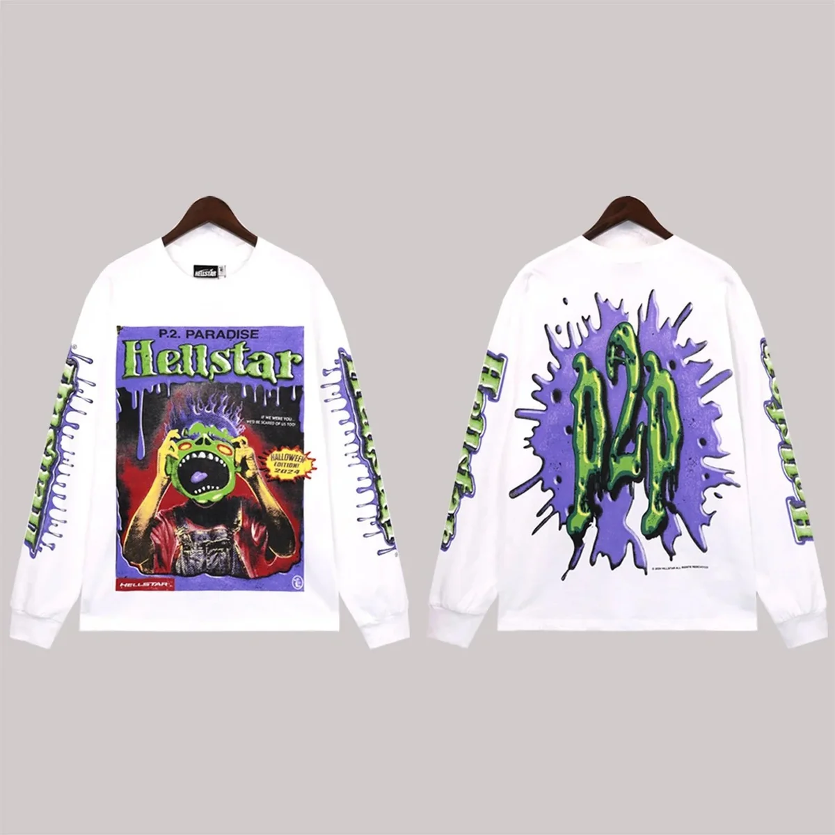 Hellstar Hellstar P2 Paradise White Long Sleeve T-Shirt White - 1