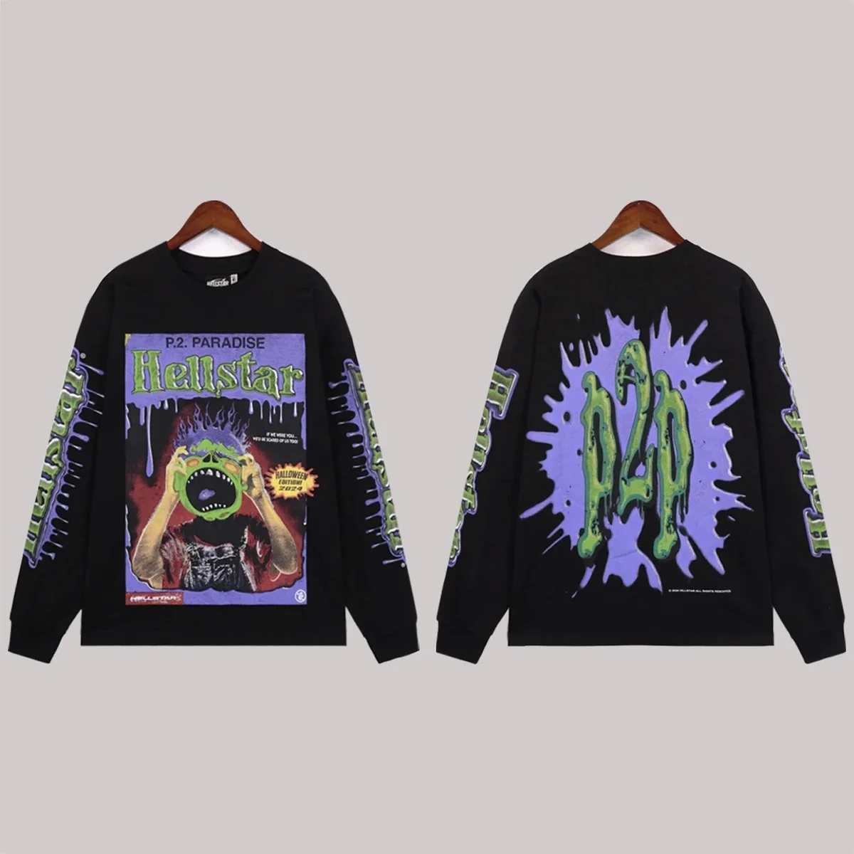 Hellstar Hellstar P2 Paradise Black Long Sleeve T-Shirt Black - 1