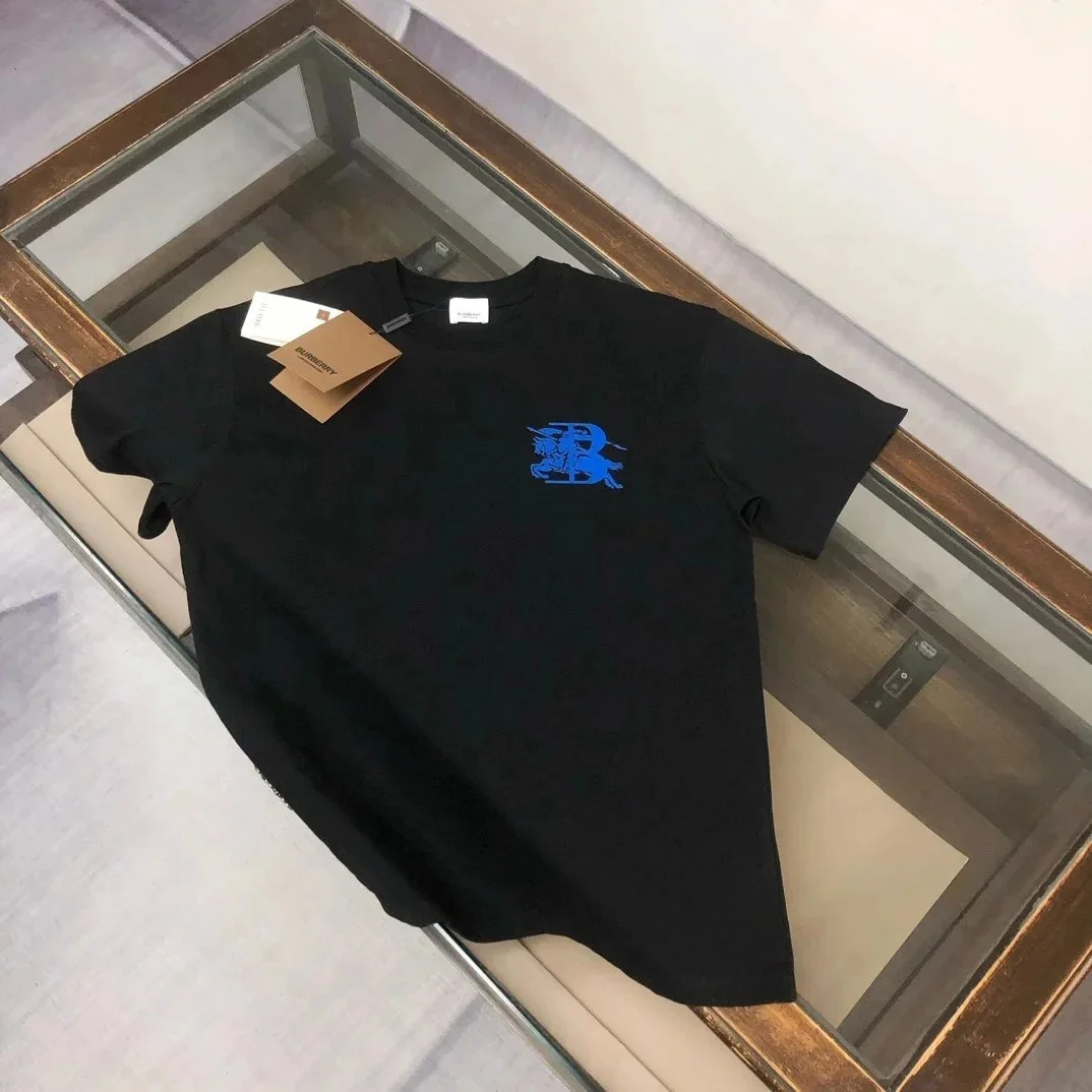 Burberry Burberry Blue Horse Print T-Shirt Black Black - 1