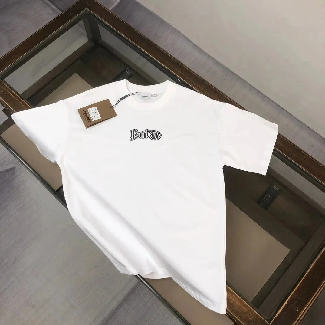 Burberry Burberry White Logo Embroidered T-Shirt White - 1
