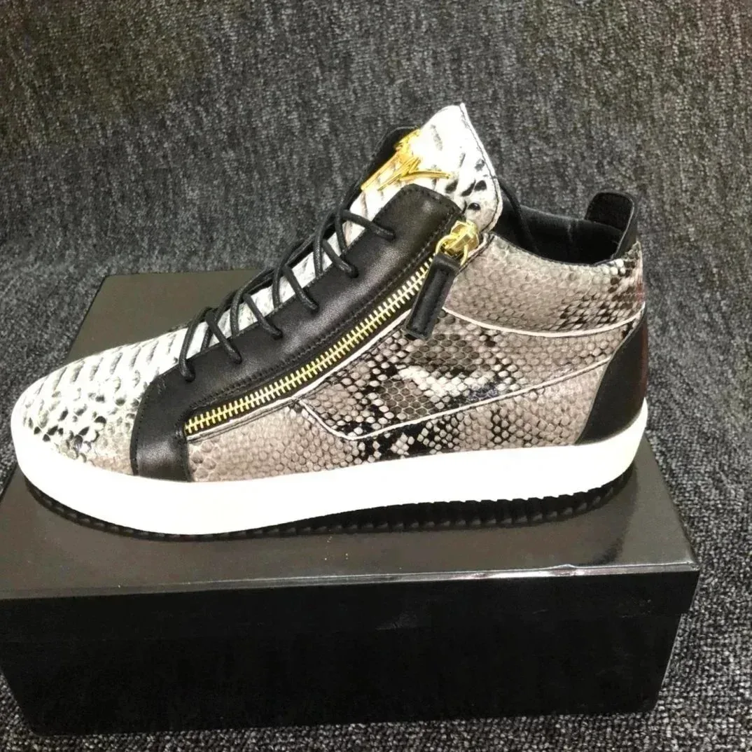 Armani Giorgio Armani Snake Print High-Top Sneakers Grey - 1