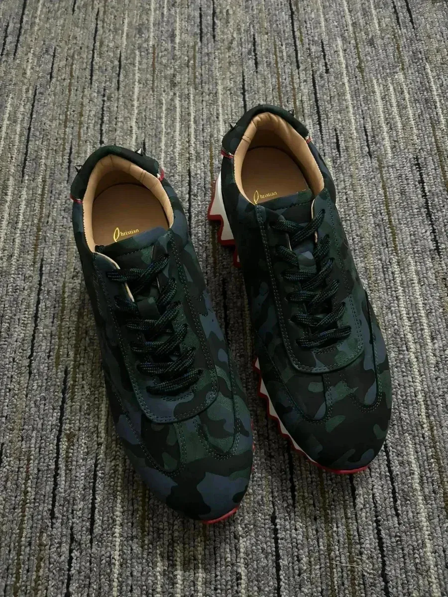 Christian Louboutin Christian Louboutin Rouge Cuir Camo Sneakers Green - 1