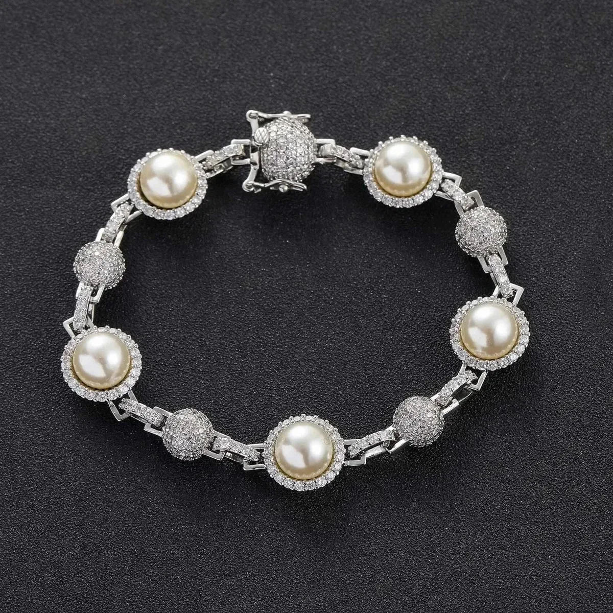 Other Silver Pearl & Crystal Bracelet - Elegant Jewelry Silver - 1