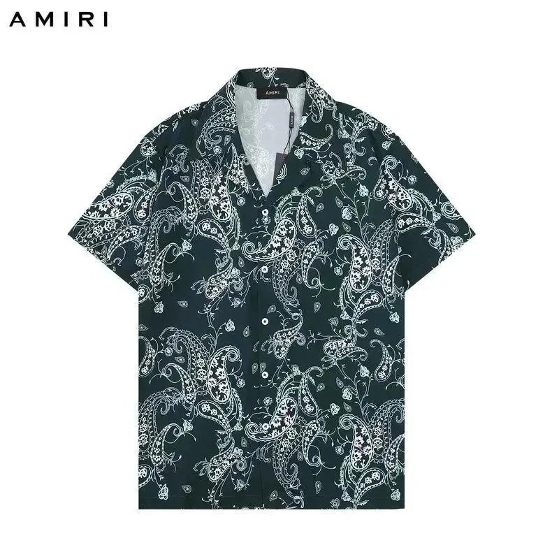 Amiri Amiri Paisley Print Short Sleeve Shirt Navy - 1