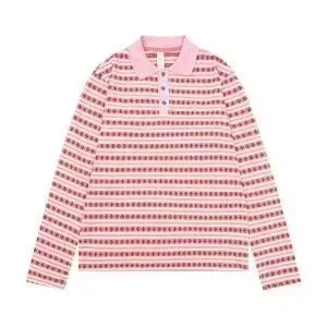 Other Striped Long Sleeve Polo Shirt in Pink & White Pink - 1