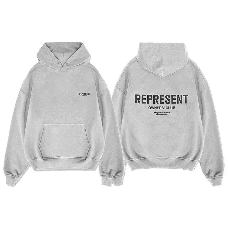 Represent Represent Owners Club Hoodie Flower Grey Sweatshirt Grey - 1