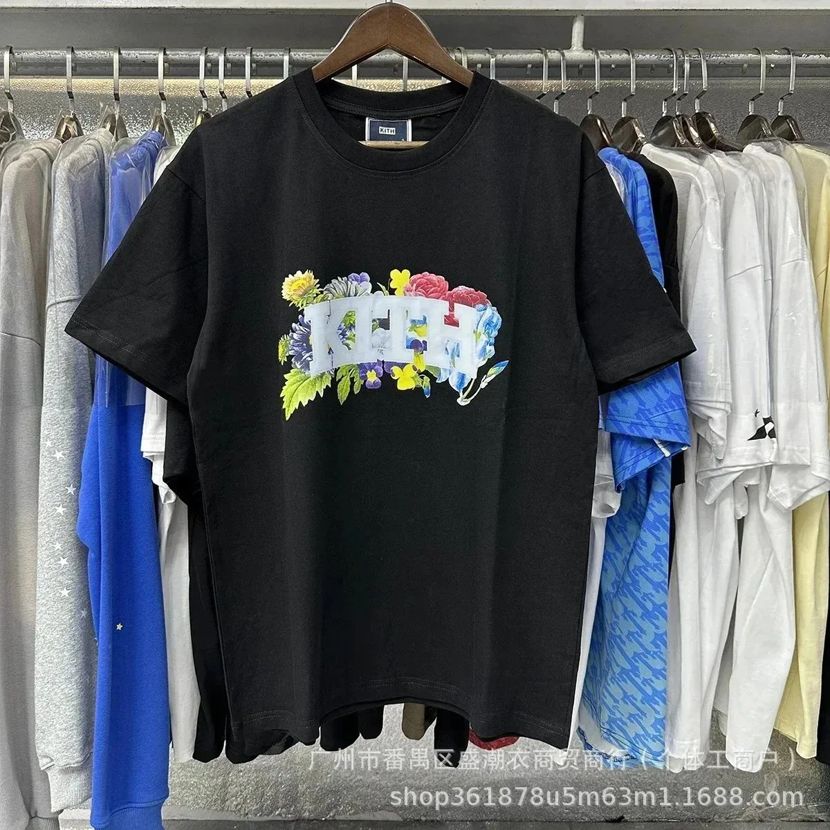 Kith KITH Floral Logo Black T-Shirt Black - 1