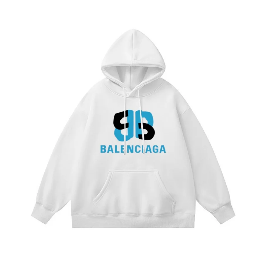 Balenciaga Balenciaga Triple Black/Blue Logo Hoodie White - 1
