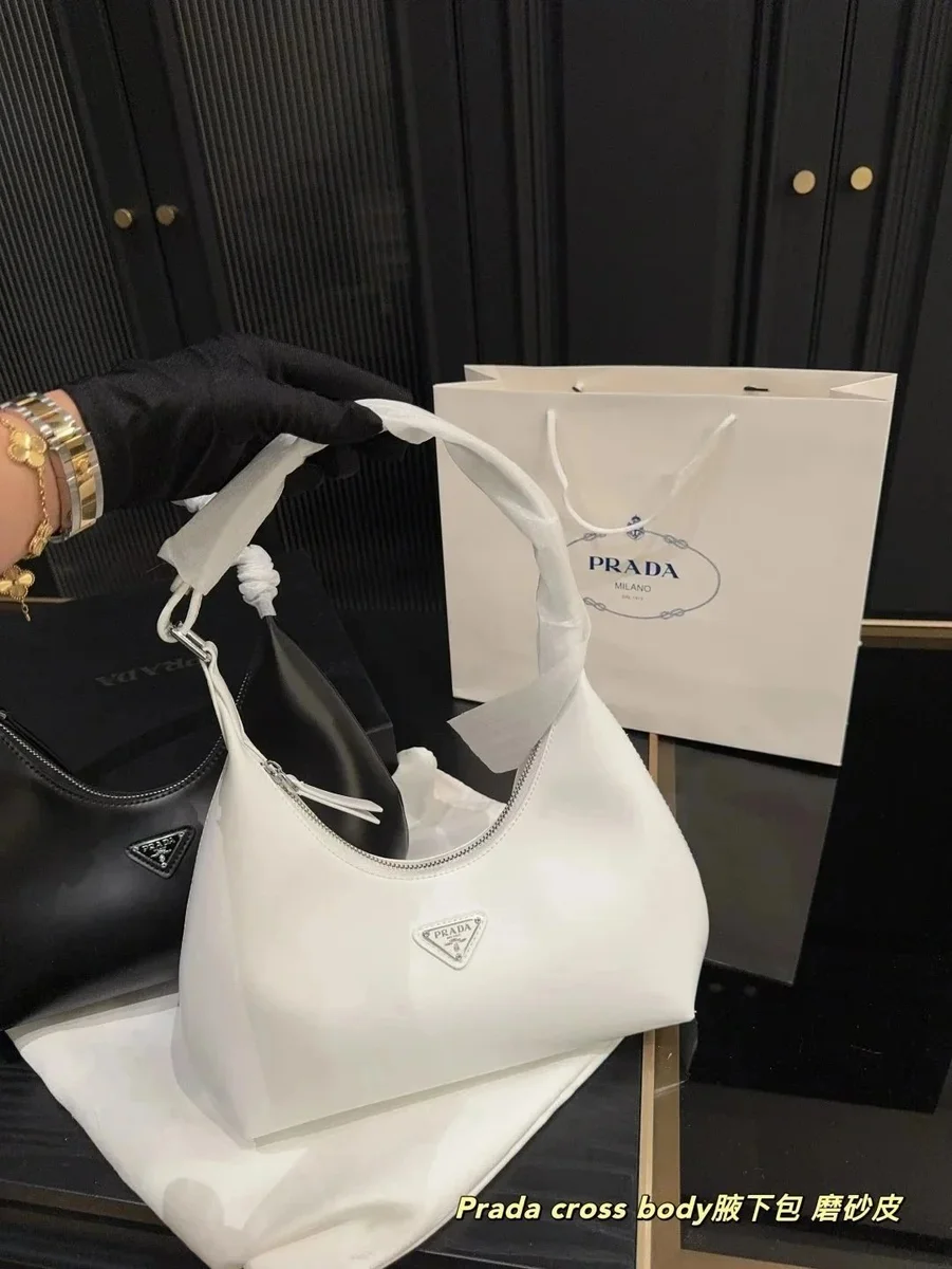Prada Prada Saffiano Leather Crossbody Bag White White - 1