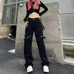 Other C1032 Black Cargo Pants with Pockets Black - 1