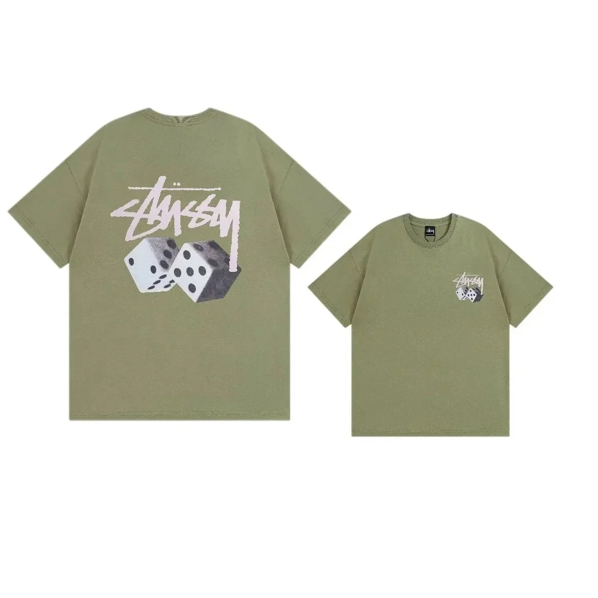 Stussy Stussy Dice Print Oversized T-Shirt Olive Green - 1