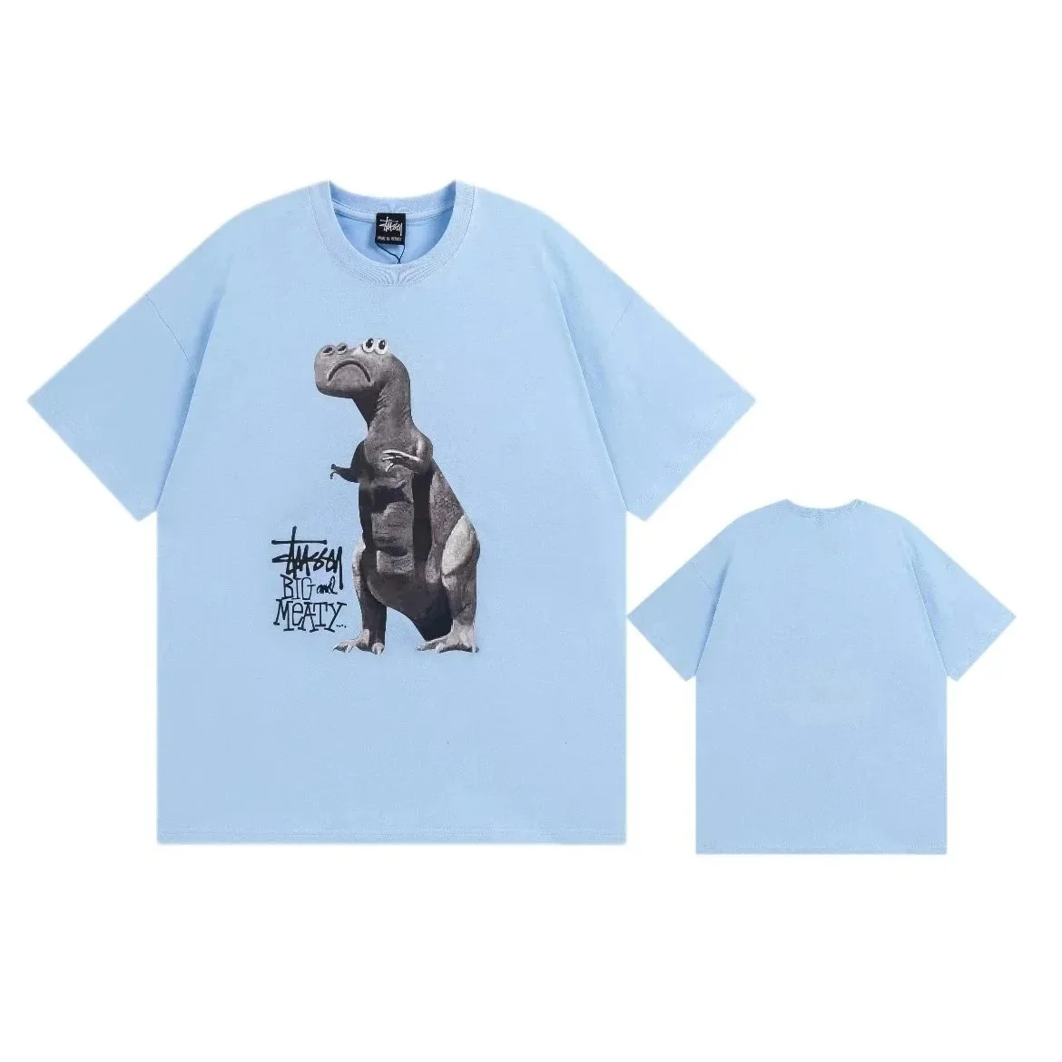 Stussy Stussy Big and Meaty Dinosaur Light Blue T-Shirt Blue - 1