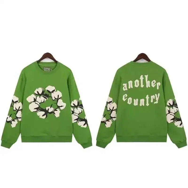 Other Green Cotton Flower Print Crewneck Sweatshirt Green - 1
