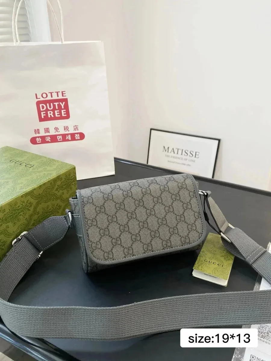 Gucci Gucci GG Marmont Grey Canvas Crossbody Bag Grey - 1
