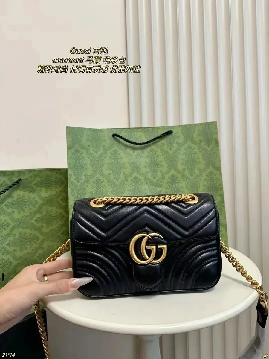 Gucci Gucci Marmont GG Chain Bag Black Black - 1