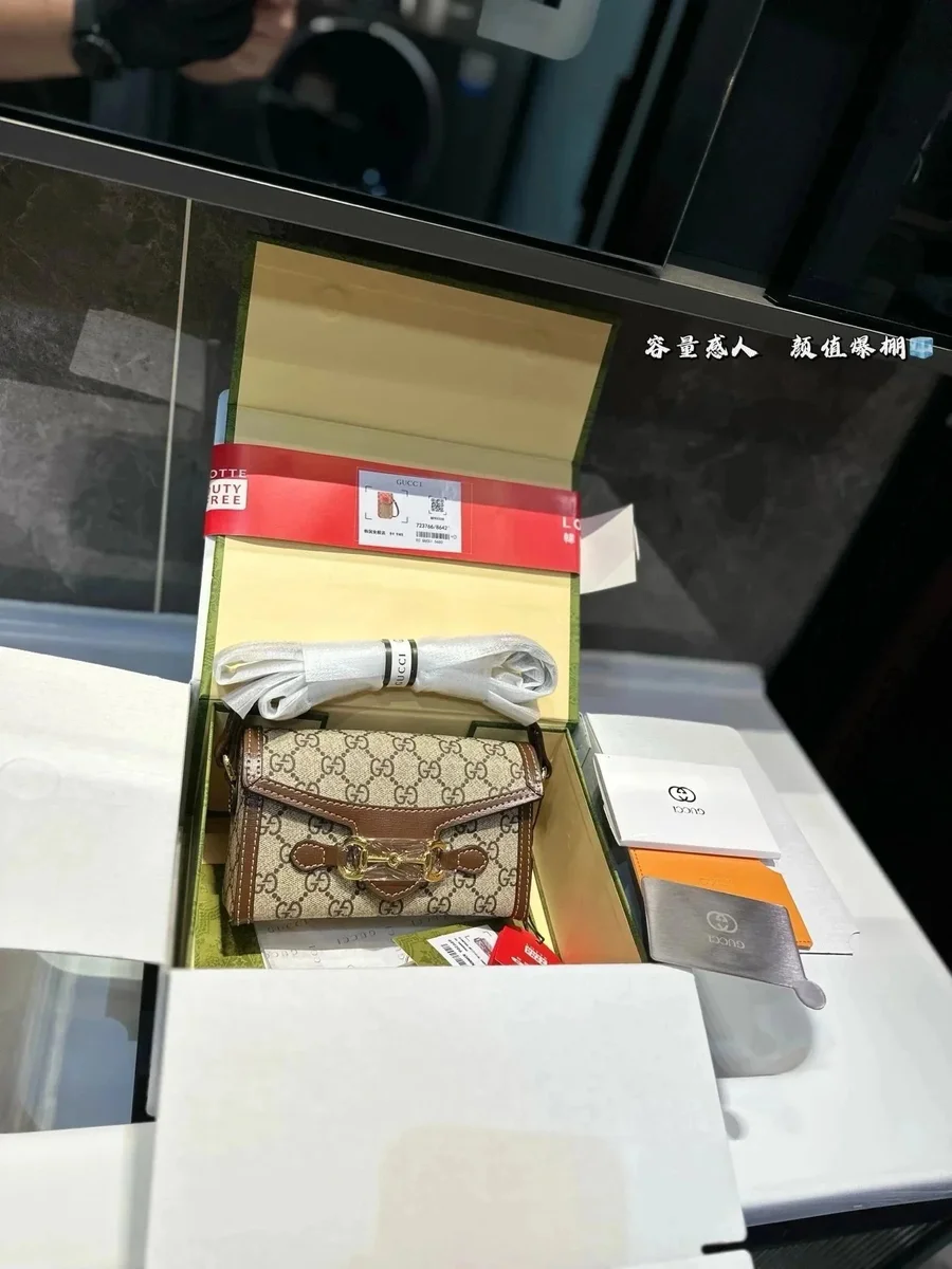 Gucci Gucci GG Marmont Mini Horsebit Shoulder Bag Beige/Brown Beige - 1