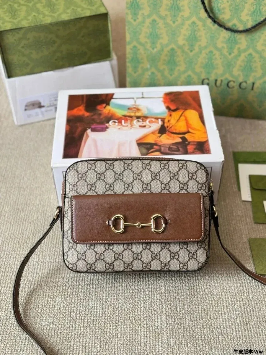 Gucci Gucci GG Marmont Horsebit Crossbody Bag Beige/Brown Beige - 1